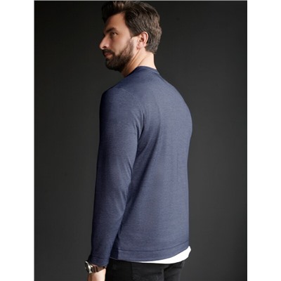 Джемпер хенли из полотна пике с меланжевым плетением с эластаном