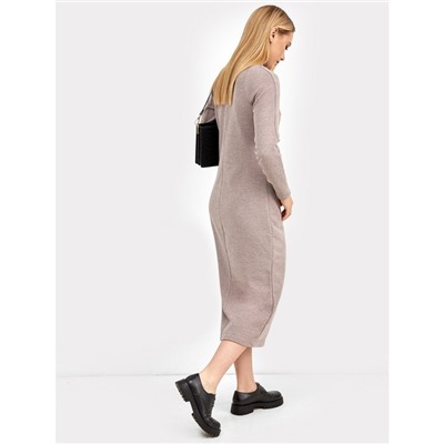 Платье миди женское, кофейное меланж, размер 48