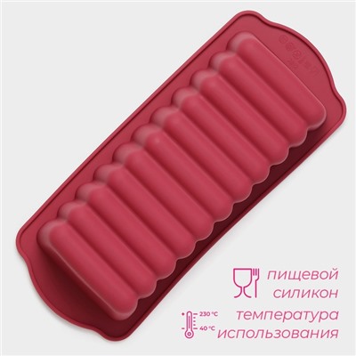 Форма для выпечки Доляна «Рулет», силикон, 27×11×6 см, внутр.размер 22.5×9×6 см, бордовая