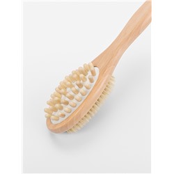 Щётка массажная для тела из натуральной щетины, с ручкой, гладкая