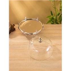 Тортовница со стеклянной крышкой «Звёзды», 21×21×23 см, алюминий