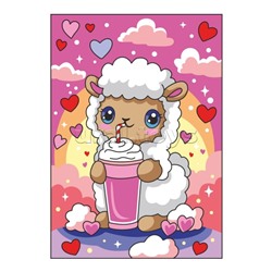 Картина по номерам для малышей на картоне 20х30 "Милая овечка"