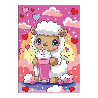 Картина по номерам для малышей на картоне 20х30 "Милая овечка"