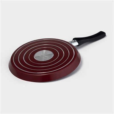 Сковорода блинная «Эксперт», d=22 см, пластиковая ручка, антипригарное покрытие, алюминий, бордовая