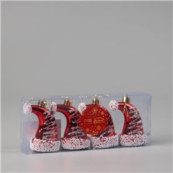 Ёлочные игрушки 4 шт. «Новогодний колпачок» 8×4.5 см, красно-белый
