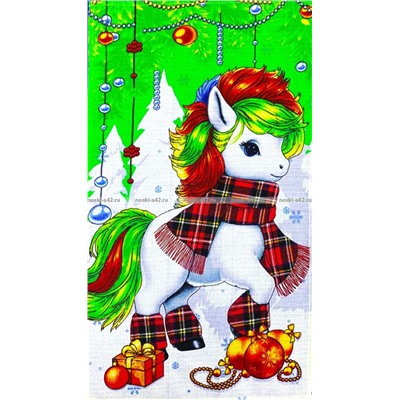 Полотенца вафельные Новогодние "Игривые Лошадки"