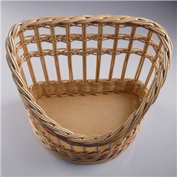 Плетёная корзина под багеты, подвес, дно фанера 40×25, H=22/40, верх 40×30, ручное плетение, ива