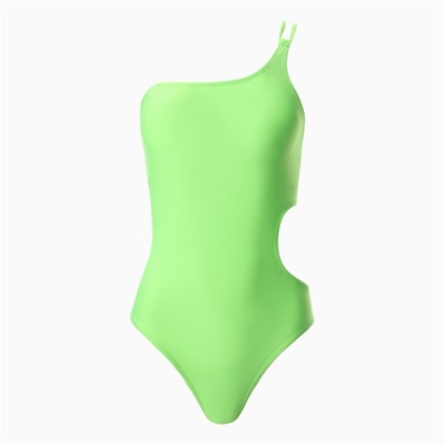 Купальник женский слитный на одно плечо, размер 42, салатовый