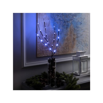 Светодиодная ветка 70 см, 20 LED, коричневая, батарейки AAх2 (не в комплекте), свечение белое