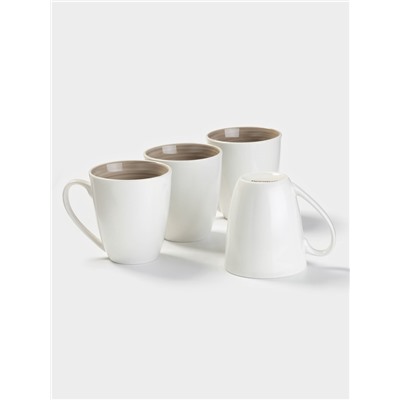 Кружки Доляна «Палитра», 350 мл, набор 4 шт., фарфор, белые, серые