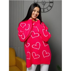 Джемпер удлиненный "Сердца"