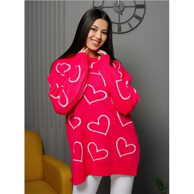 Джемпер удлиненный "Сердца"
