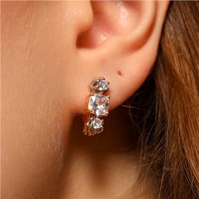 Серьги ювелирная бижутерия коллекция "Дубай", покрытие позолота, вставка: фианиты, цвет: прозрачный, арт.213.553