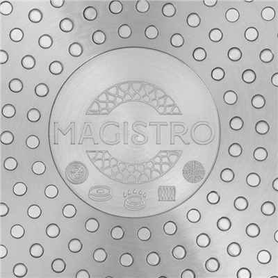 Сковорода Magistro Rock Stone, d=26 см, h=4.8 см, кованый алюминий, антипригарное покрытие, индукция, чёрная