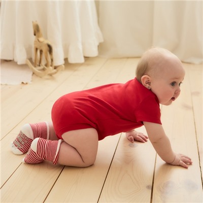 Боди детское «Крошка Я. Новогодние медвежата», рост 68-74 см, красное