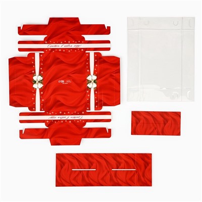 Коробка под 6 конфет с ячейками «Новогодний бант», 10×14.5×3 см