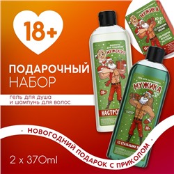 Новогодний подарочный набор косметики «Подарок для мужика», гель для душа и шампунь для волос, 2×370 мл, 18+, Чистое счастье