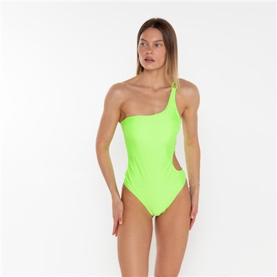 Купальник женский слитный на одно плечо, размер 42, салатовый