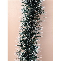 Мишура зеленая с белым напылением 2 м диаметр 9 см / NGA-02 /уп 10/600/