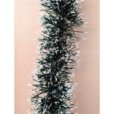 Мишура зеленая с белым напылением 2 м диаметр 9 см / NGA-02 /уп 10/600/