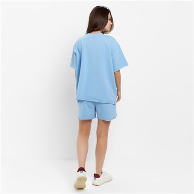 Костюм женский (футболка, шорты) MINAKU, размер 46, голубой