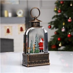 Светодиодная фигура «Фонарь с Дедом Морозом» 10.5×21×6.5 см, пластик, от батареек АААх3, USB, свечение тёплое белое