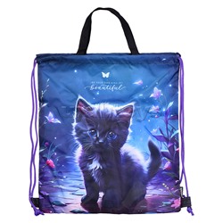 Сумка для сменной обуви "Beautiful Cat" 38x43 см, влагонепроницаемый полиэстер, на веревочной завязке, с текстильными ручками