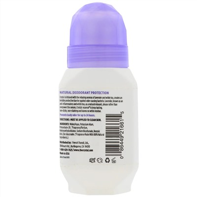 Crystal Body Deodorant, Натуральный шариковый дезодорант с лавандой и белым чаем, 2,25 жидкой унции (66 мл)