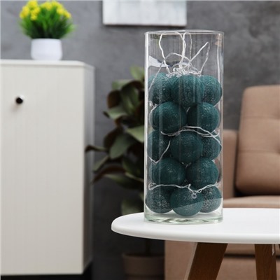 Гирлянда «Нить» 5 м с насадками «Клубки изумрудные», IP20, прозрачная нить, 20 LED, свечение белое, 220 В