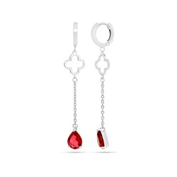 Серьги из серебра рубеллит кварц, Ю-21048р