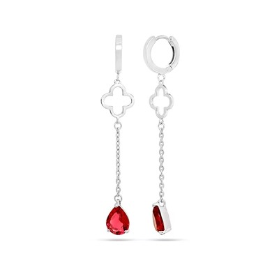 Серьги из серебра рубеллит кварц, Ю-21048р