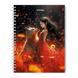 Тетрадь  48л  клетка на спирали "Девушка" блестки С0245-136 КТС-ПРО