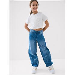 Брюки текстильные джинсовые для девочек