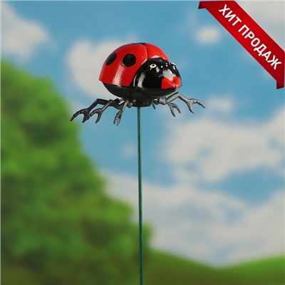 Штекер садовый «Божья коровка дайтон», 6×5 см, h=30 см, белый, Greengo
