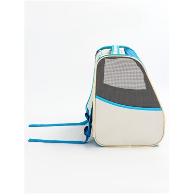 Рюкзак для переноски кошек и собак, прозрачный, 32×28×38 см, бело-синий