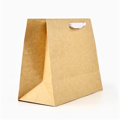 Пакет подарочный новогодний крафтовый с пластиковым окном «С новым счастьем», 24×20×11 см