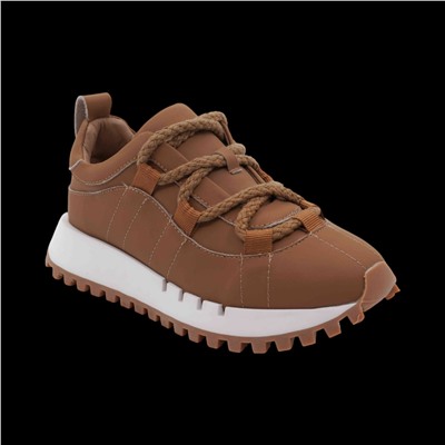 Кроссовки из натуральной кожи D034 коричневые