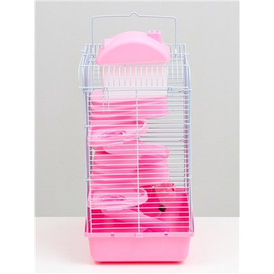 Клетка для мелких грызунов «Пижон», с наполнением, 27×21×40 см, розовая