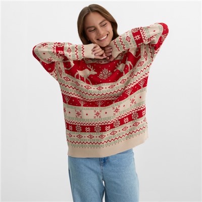 Свитер вязаный новогодний KAFTAN Scandinavia, размер 42, красный