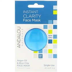 Andalou Naturals, мгновенное очищение, маска для лица с маслом арганы и голубой глиной, 8 г (0,28 унции)