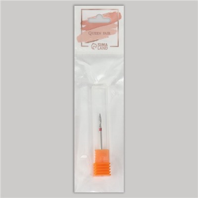 Фреза алмазная для маникюра «Пламя», мелкая зернистость, 2.1×8 мм, в пластиковом футляре