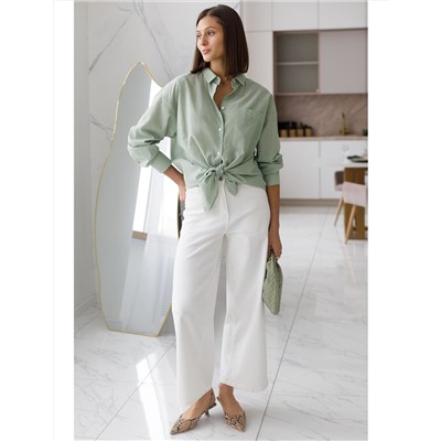 Блузка свободная с карманом из 100% хлопка