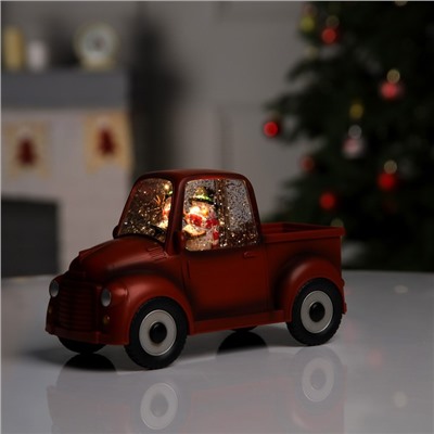 Светодиодная фигура «Машина снеговика» 22×11×9 см, пластик, батарейки ААх3 (не в комплекте), USB, свечение тёплое белое