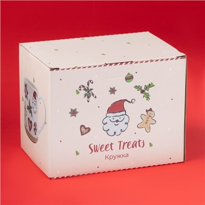 Кружка новогодняя Доляна Sweet Treats, 650 мл, 15×10×11 см, керамика, белая