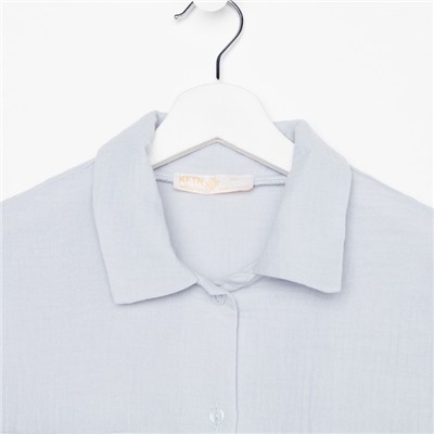 Пижама женская (рубашка, брюки) KAFTAN Basic, размер 52-54, серо-голубая