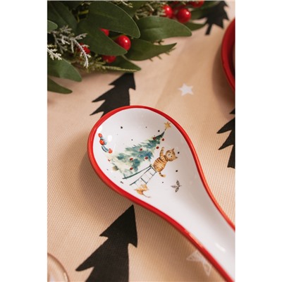 Подставка под ложку новогодняя Доляна «Волшебный праздник», 22.3×7.1×2.5 см, доломит, белая
