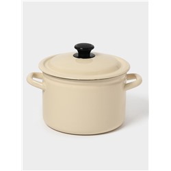Кастрюля эмалированная, 4 л, d=21.3 см, с крышкой, цвет слоновой кости