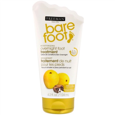 Freeman Beauty, Bare Foot, увлажнение, ночное средство для ухода за ногами, маруловое масло и какао-масло, 124 мл (4,2 жидк. унции)
