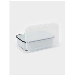 Лоток эмалированный, 1.5 л, с полиэтиленовой крышкой, без декора, белый