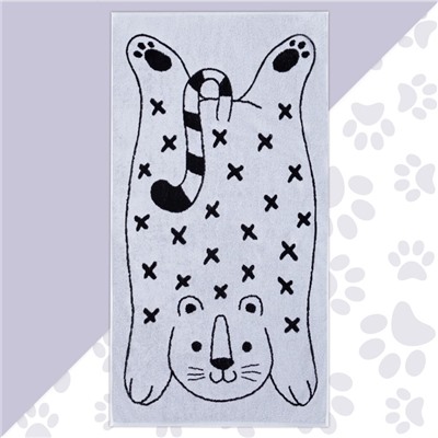 Полотенце махровое «Этель.Тигруля», 70×130 см, хлопок 100%, чёрно-белое